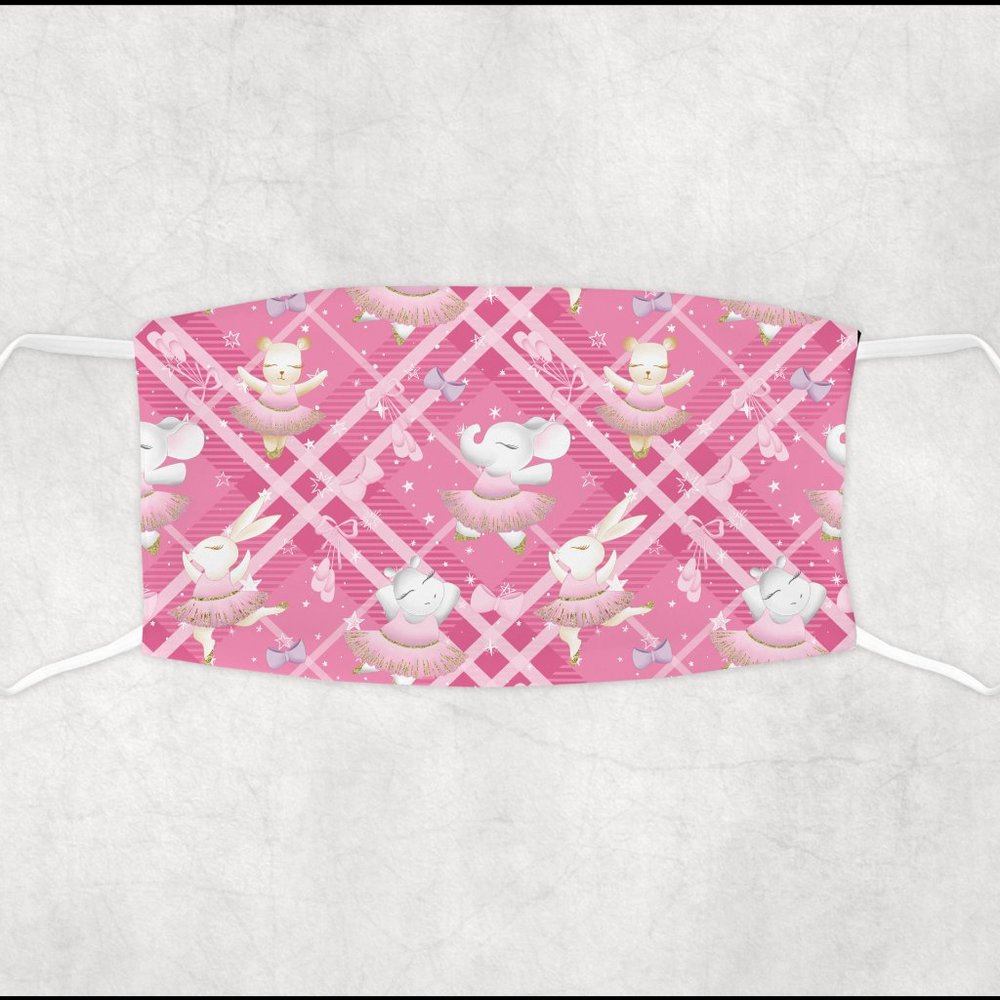 Girls Pink Ballerina Custom Handmade Face Mask